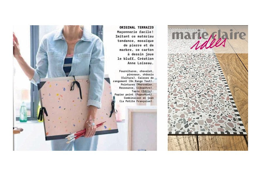 Le Tapis vinyle Terrazzo rose proposé par Marie Claire Idée