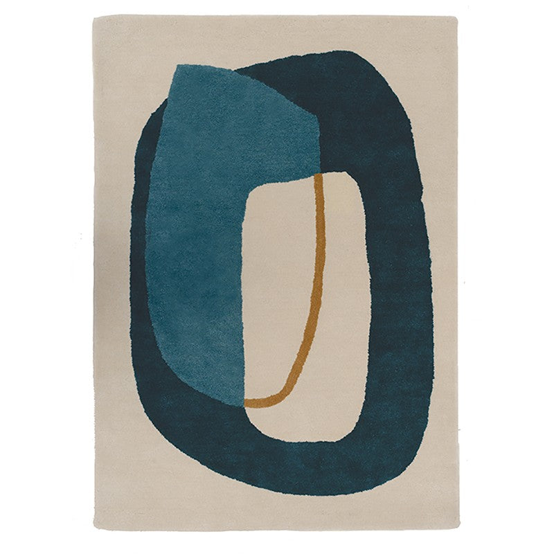 Tapis en laine de Nouvelle-Zélande, haute qualité, motif bleu et jaune