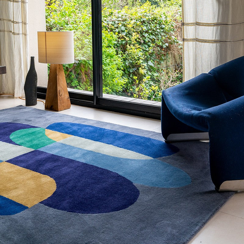 Tapis gris et bleu Pluriel