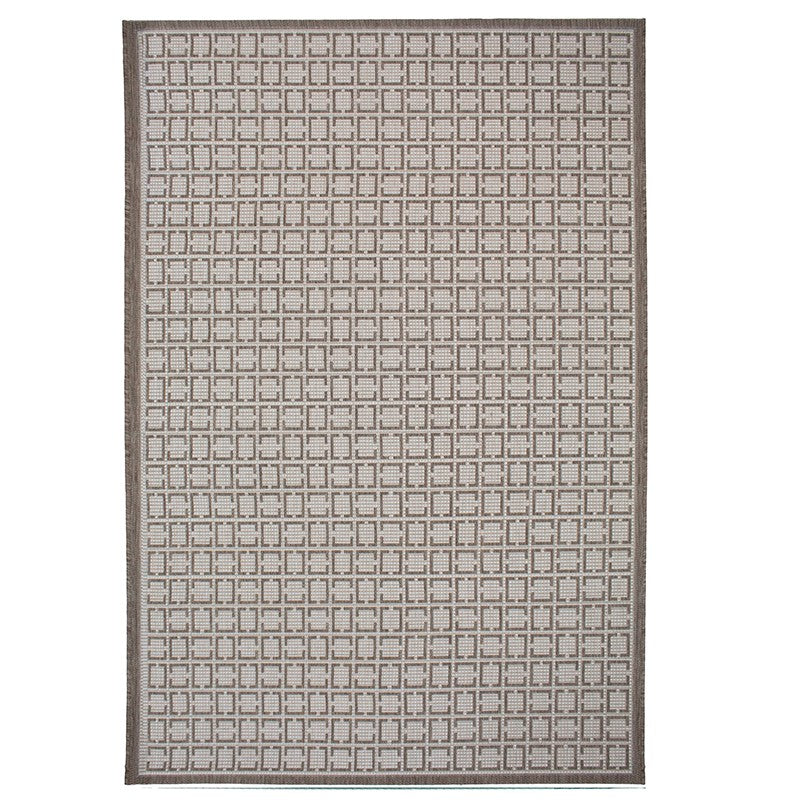 Tapis extérieur beige effet cannage