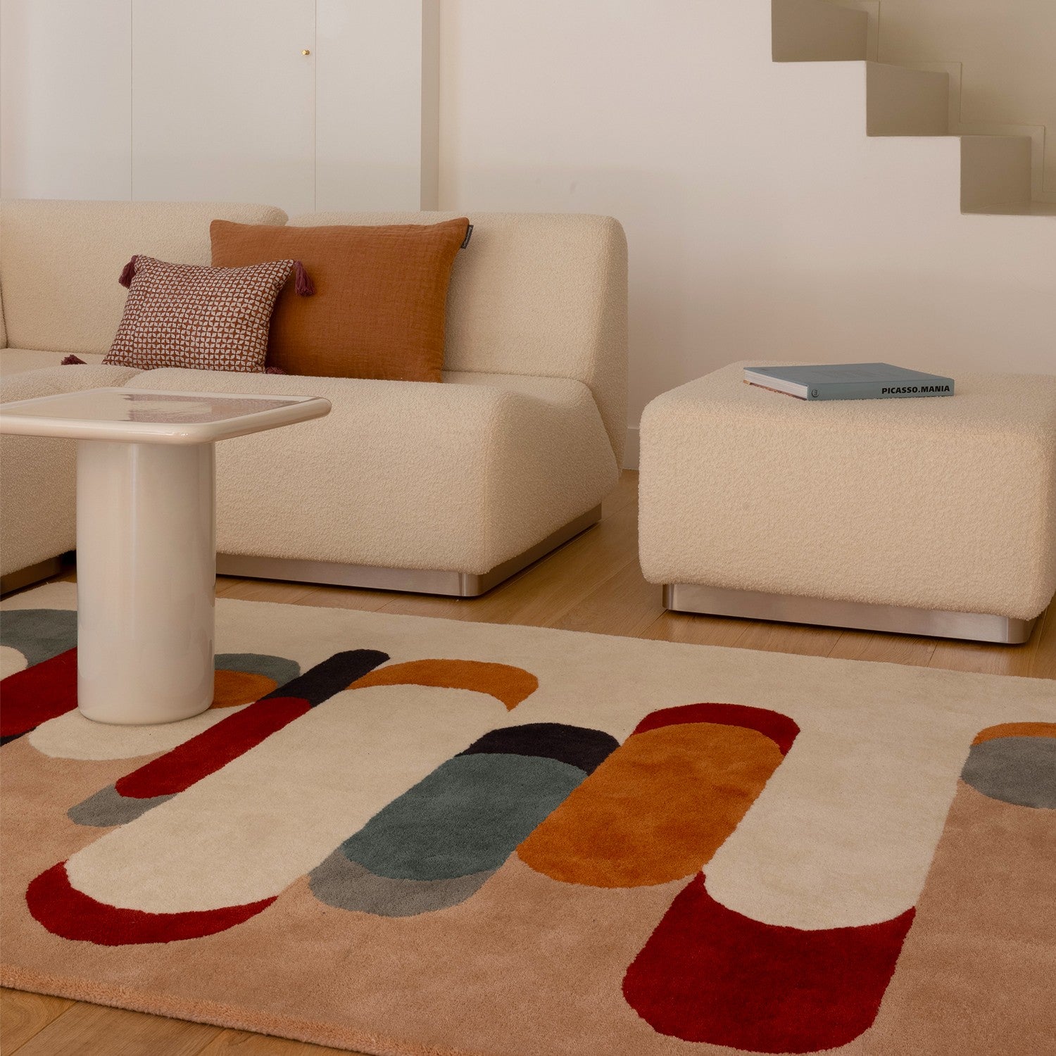 Tapis de salon en laine multicolore