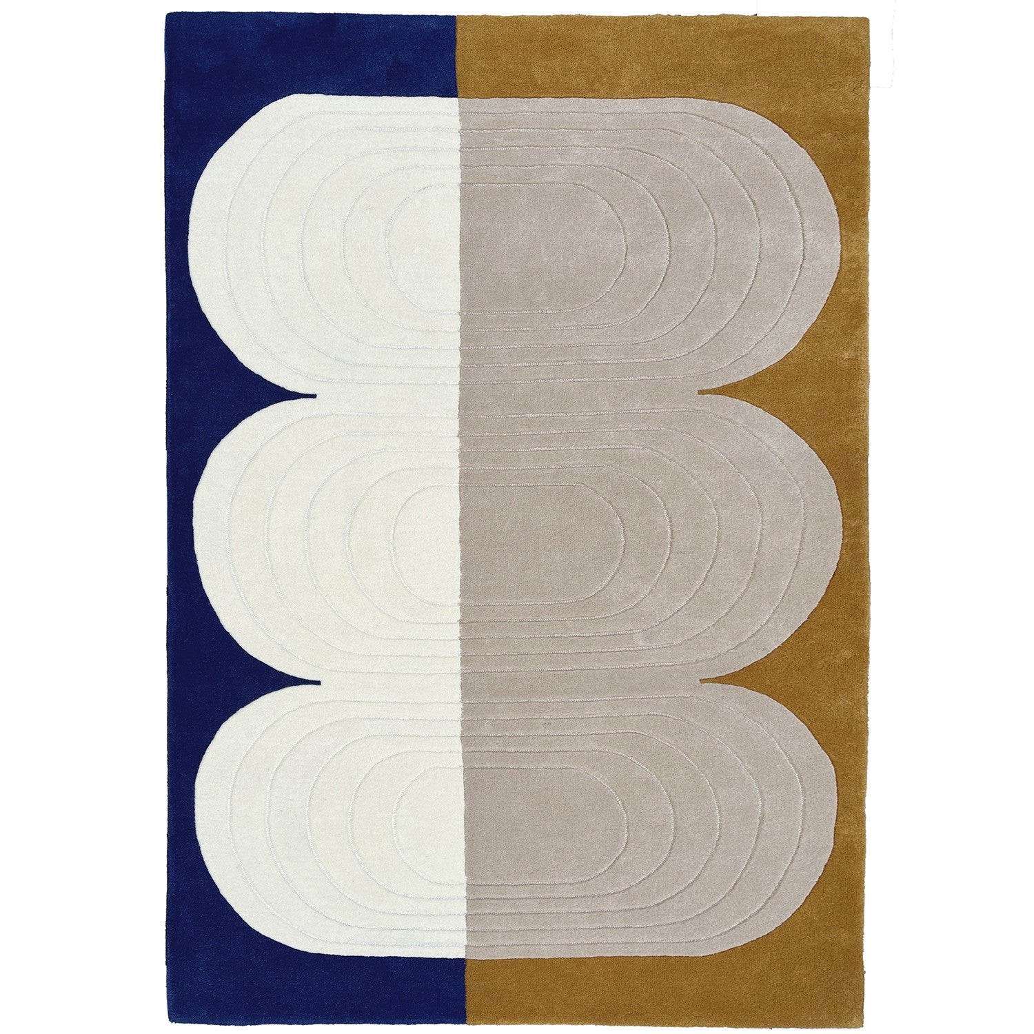 Tapis de salon en laine bleu et jaune