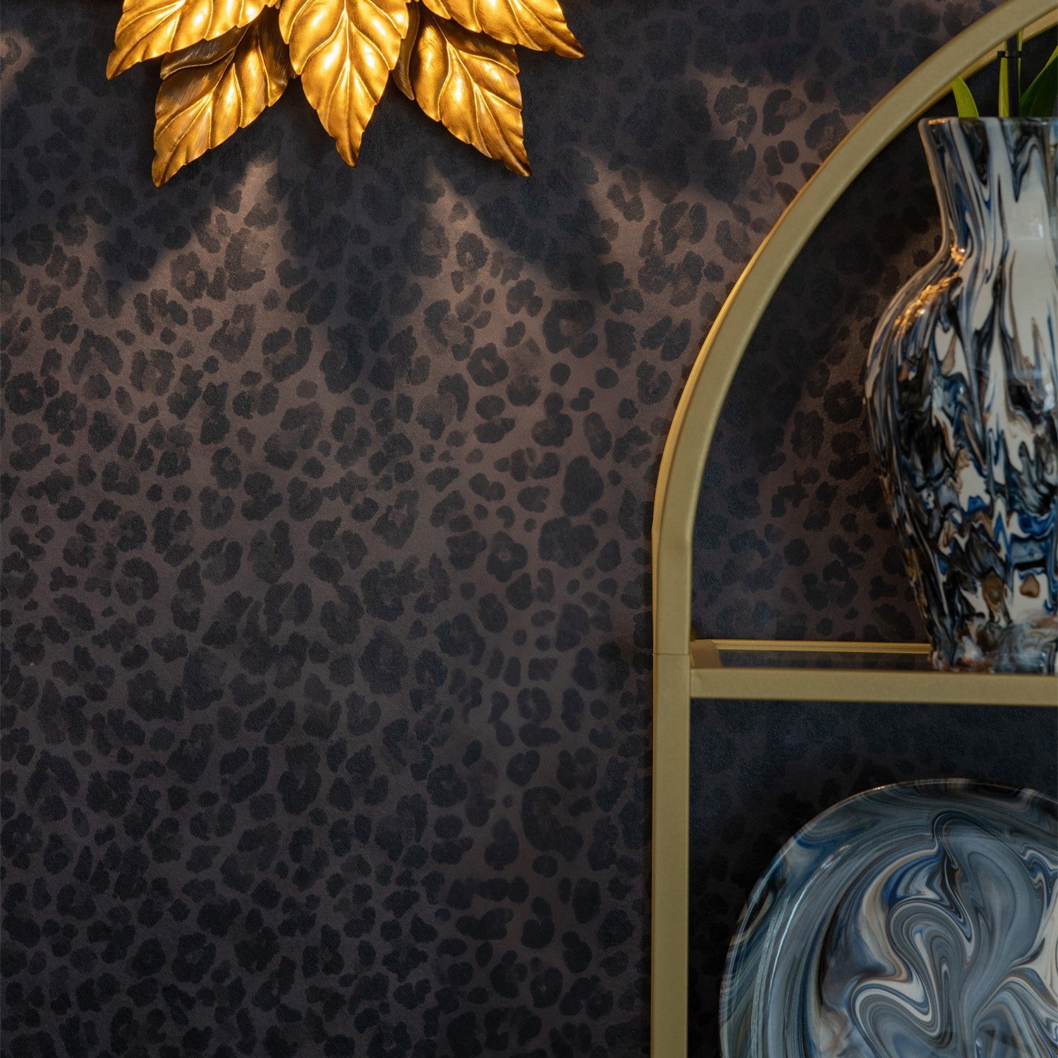 Papier peint Leopard noir et gris