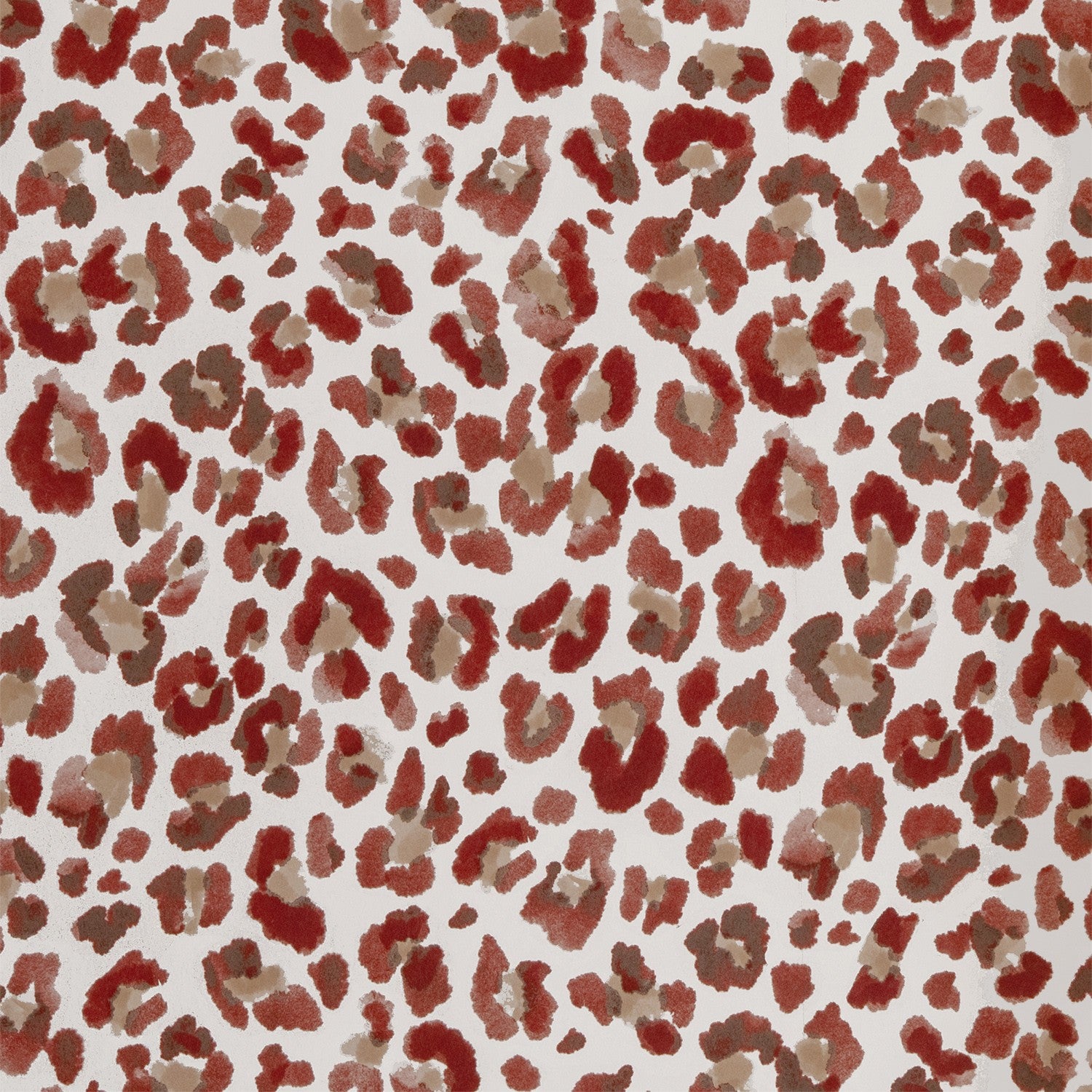 Papier peint leopard écru et rouge