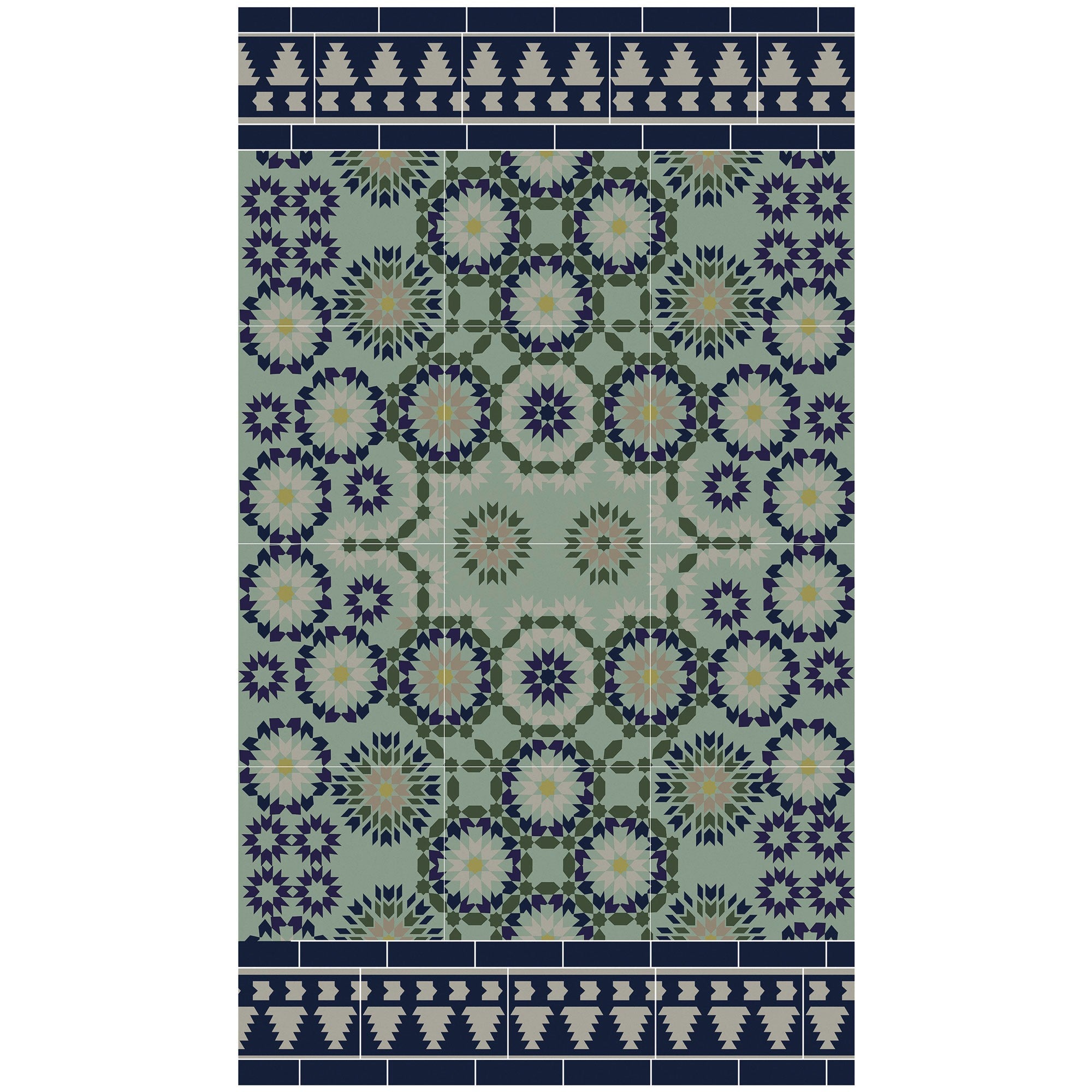 Tanger blue green vinyl rug