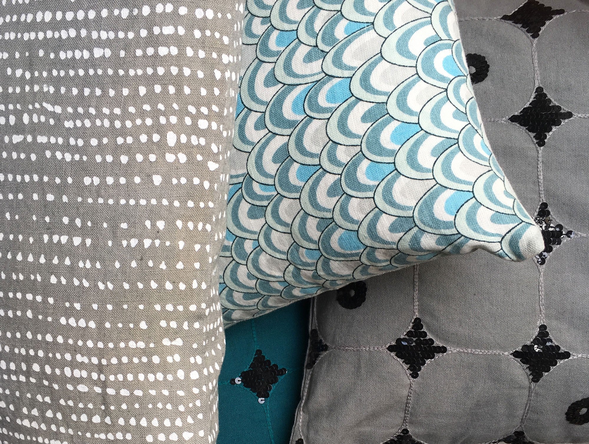 Housse de coussin Écailles bleu