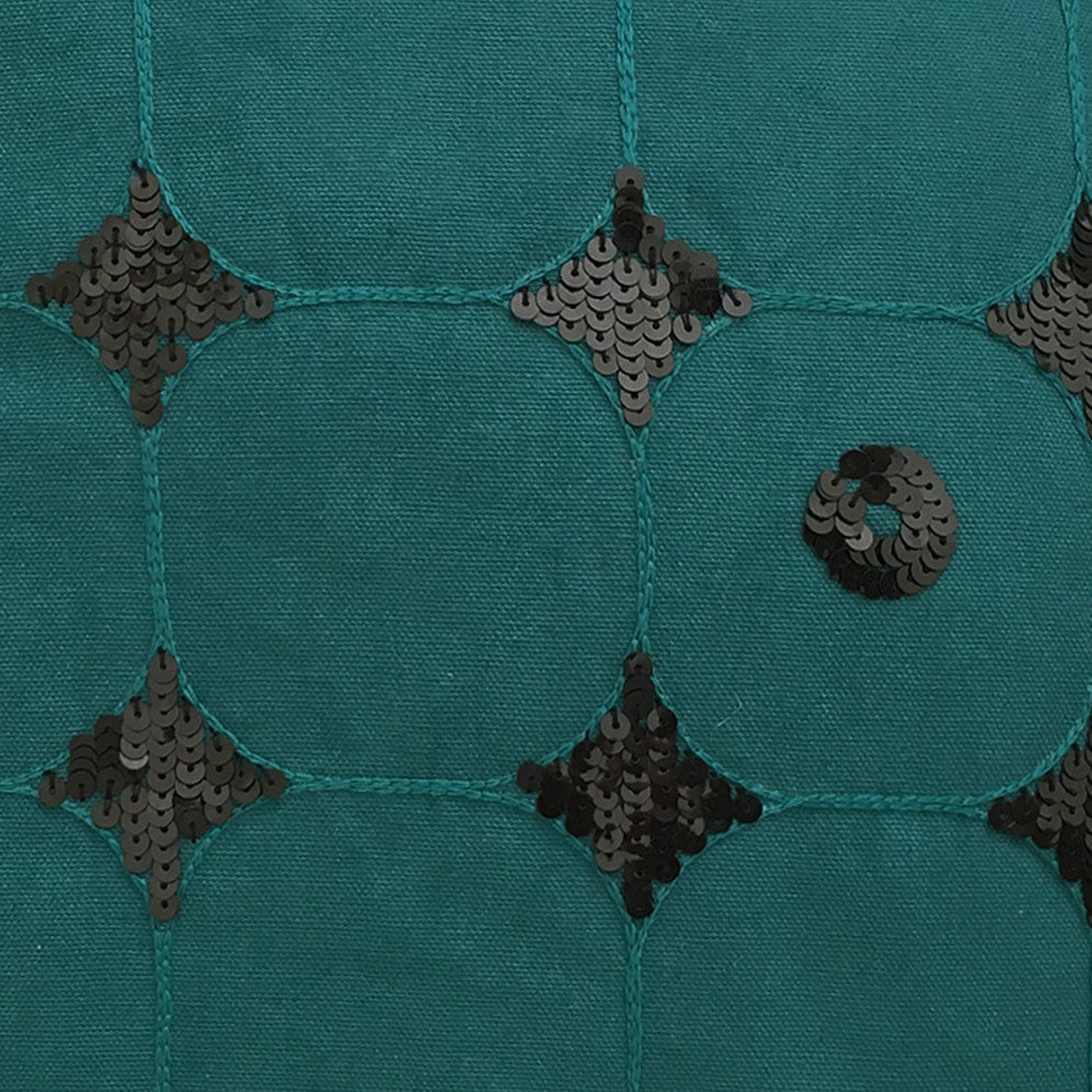 Cushion Cover Losanges en sequins bleu/green