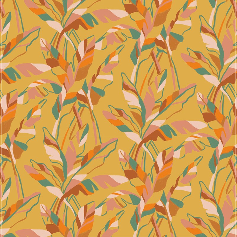 Papier peint jaune Banana Leaf