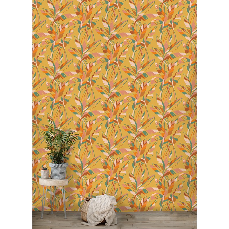 Papier peint jaune Banana Leaf