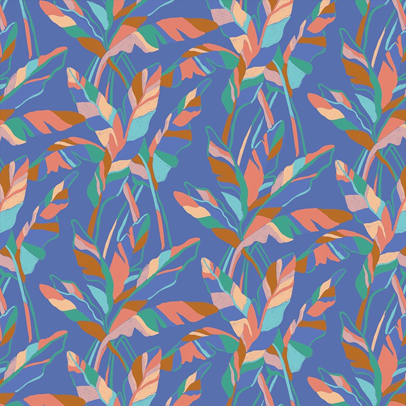Papier peint bleu Banana Leaf