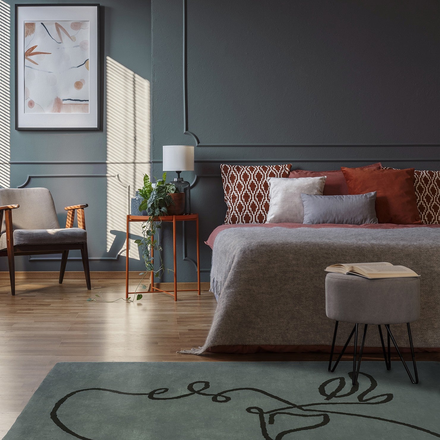 Wool rug Kiss dark grey