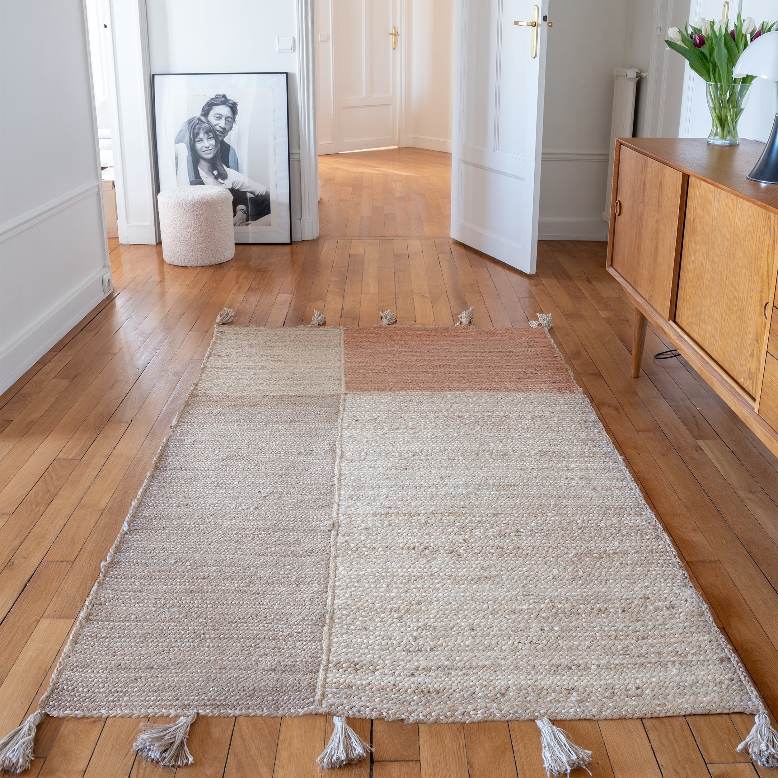Tapis Kriss taupe and rusty gold