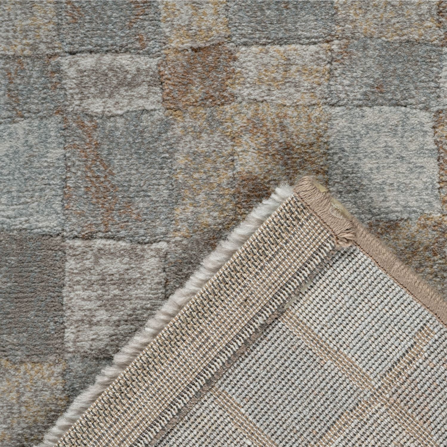 Tapis beige/gris cube