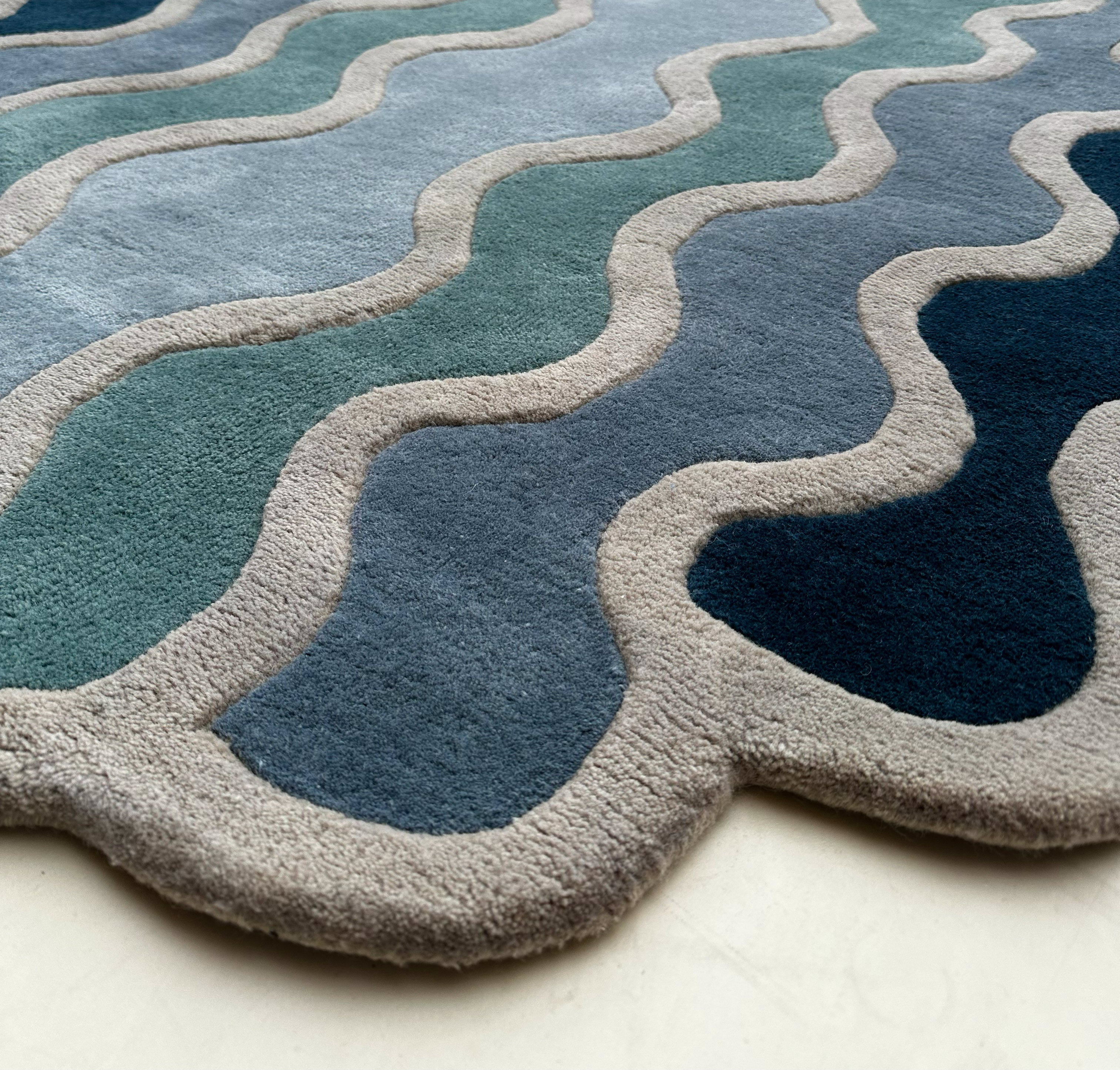 Tapis bleu Coquillage