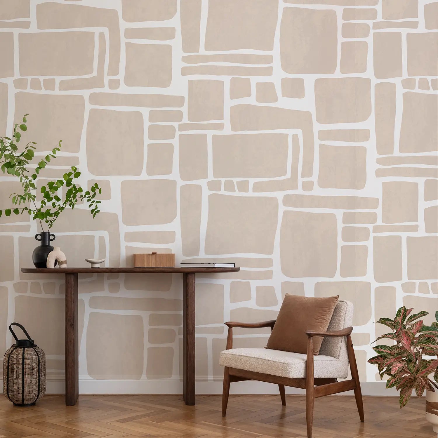 Papier peint beige Dédales