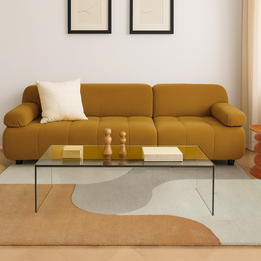 White and yellow Dune wool rug