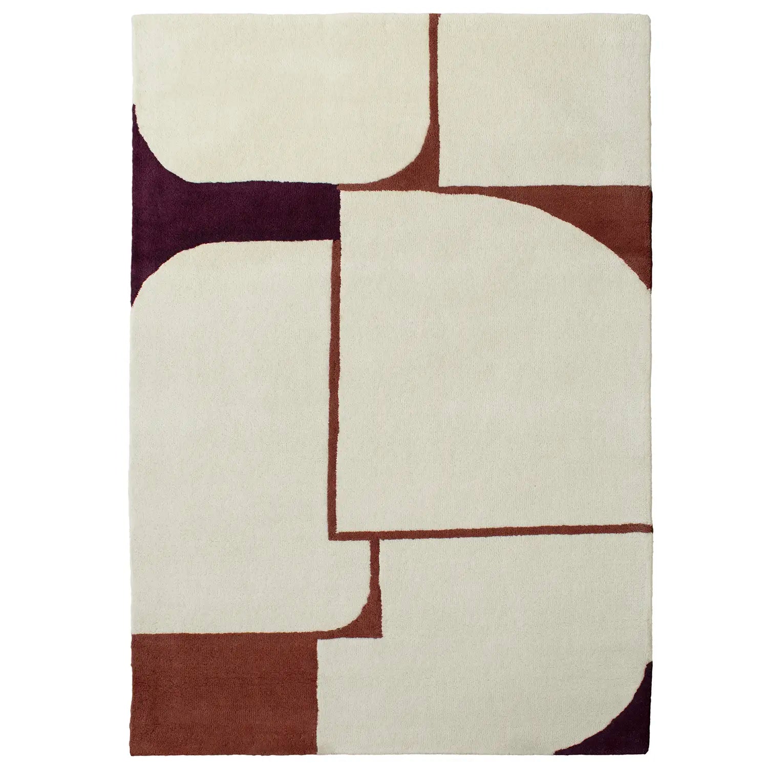 Tapis en laine blanc et bordeaux
