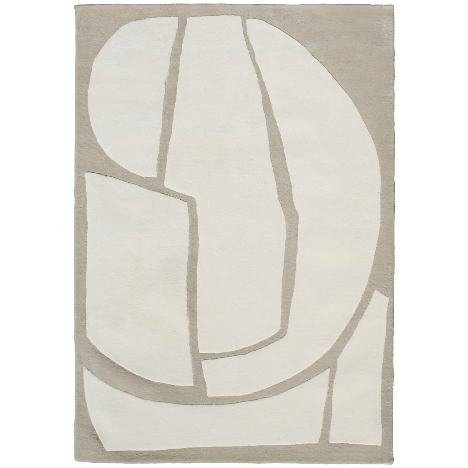 Tapis en laine beige et blanc