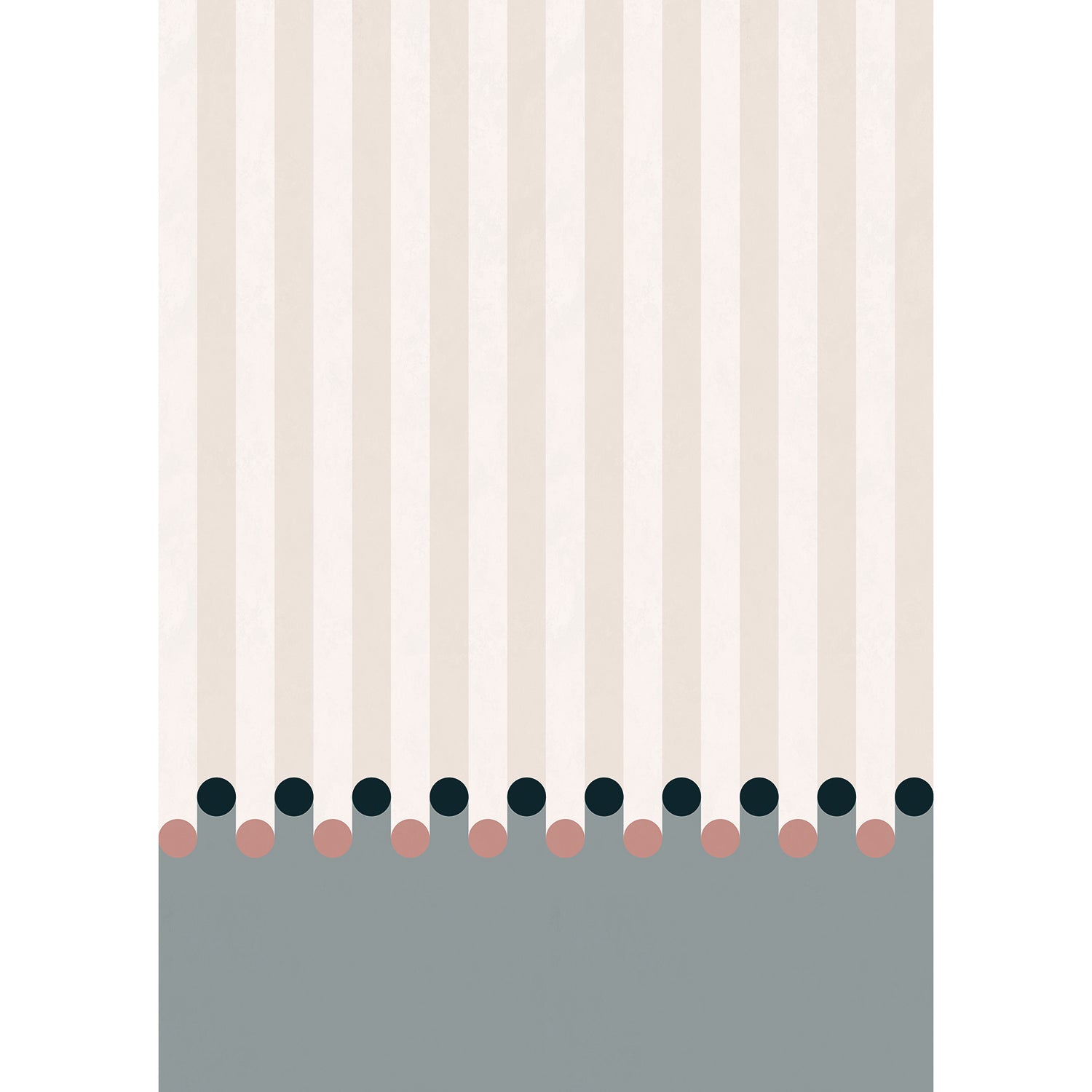 Papier peint rayé bleu et beige