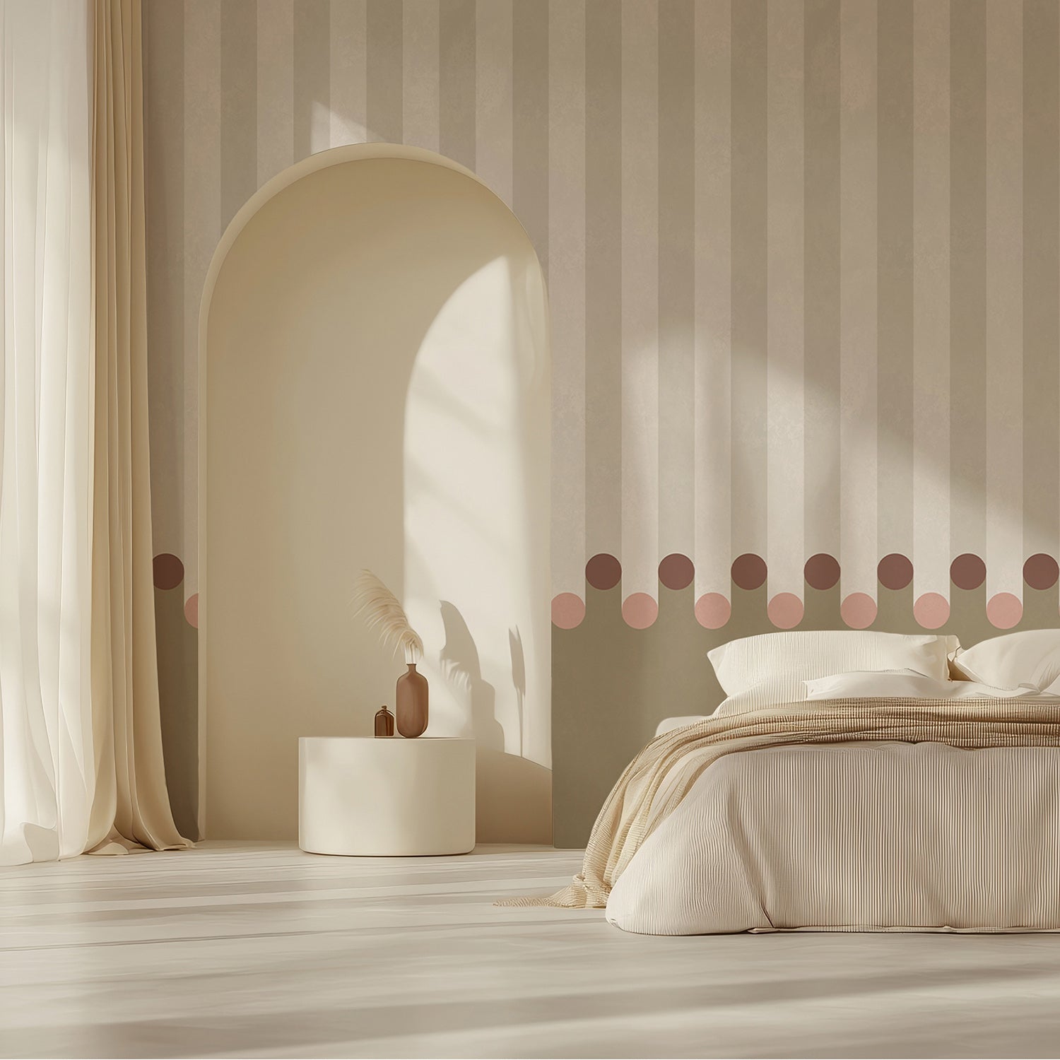 Papier peint rayé dans chambre minimaliste