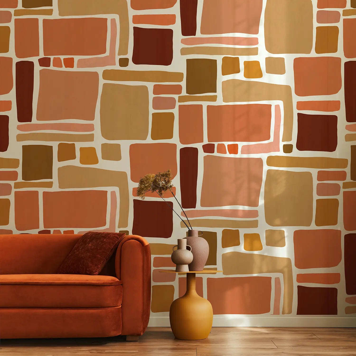 Papier peint terracotta Dédales