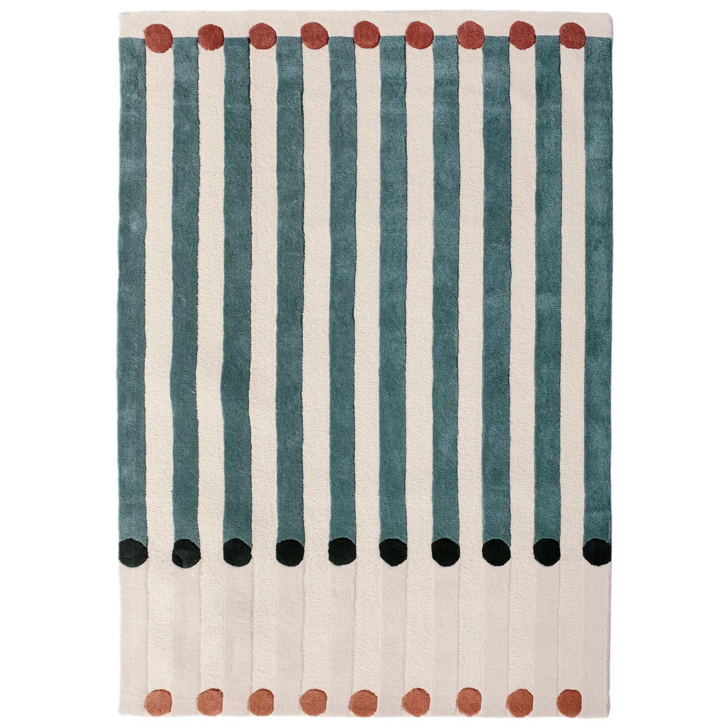 Tapis de salon multicolore en laine à rayure