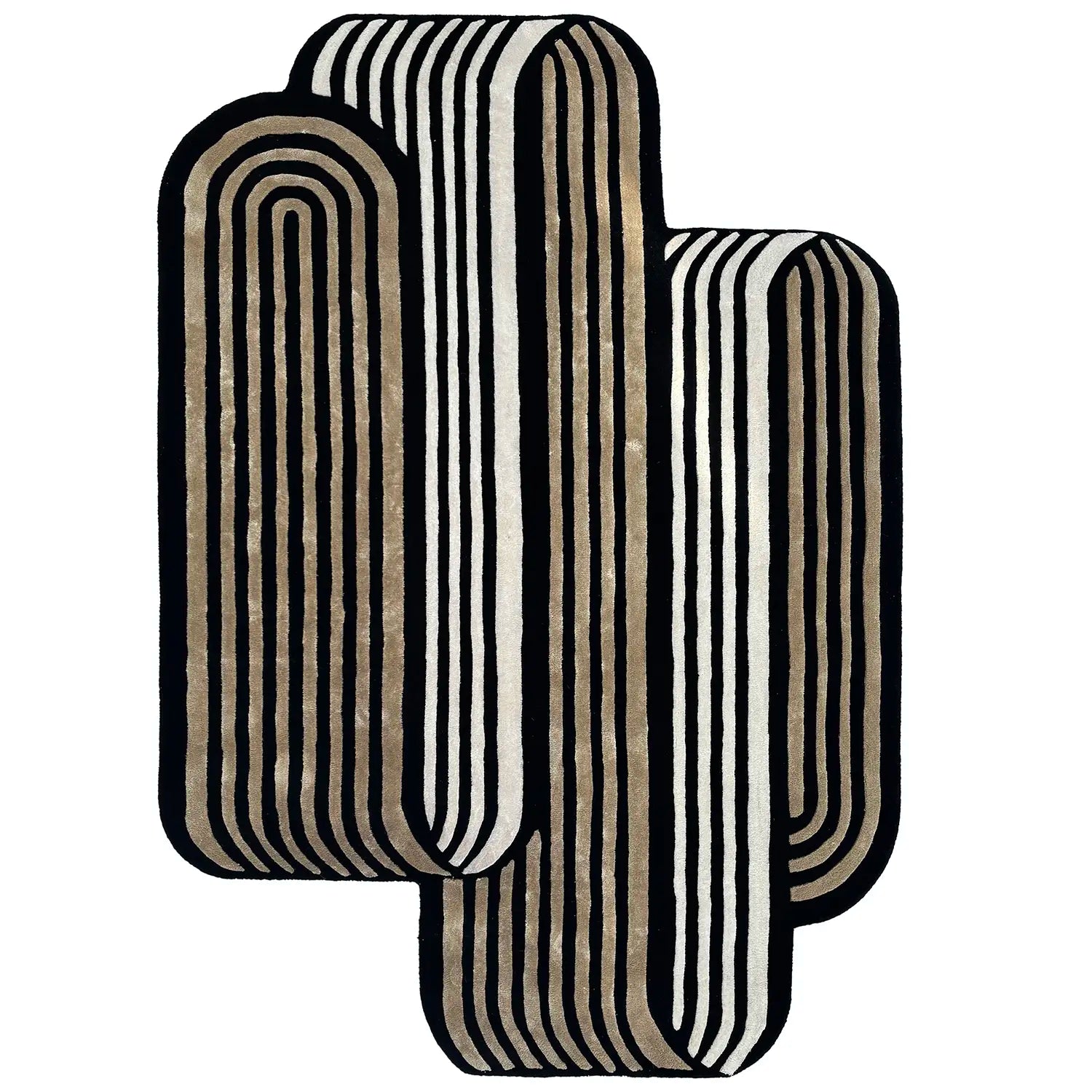 Tapis noir et blanc forme asymétrique