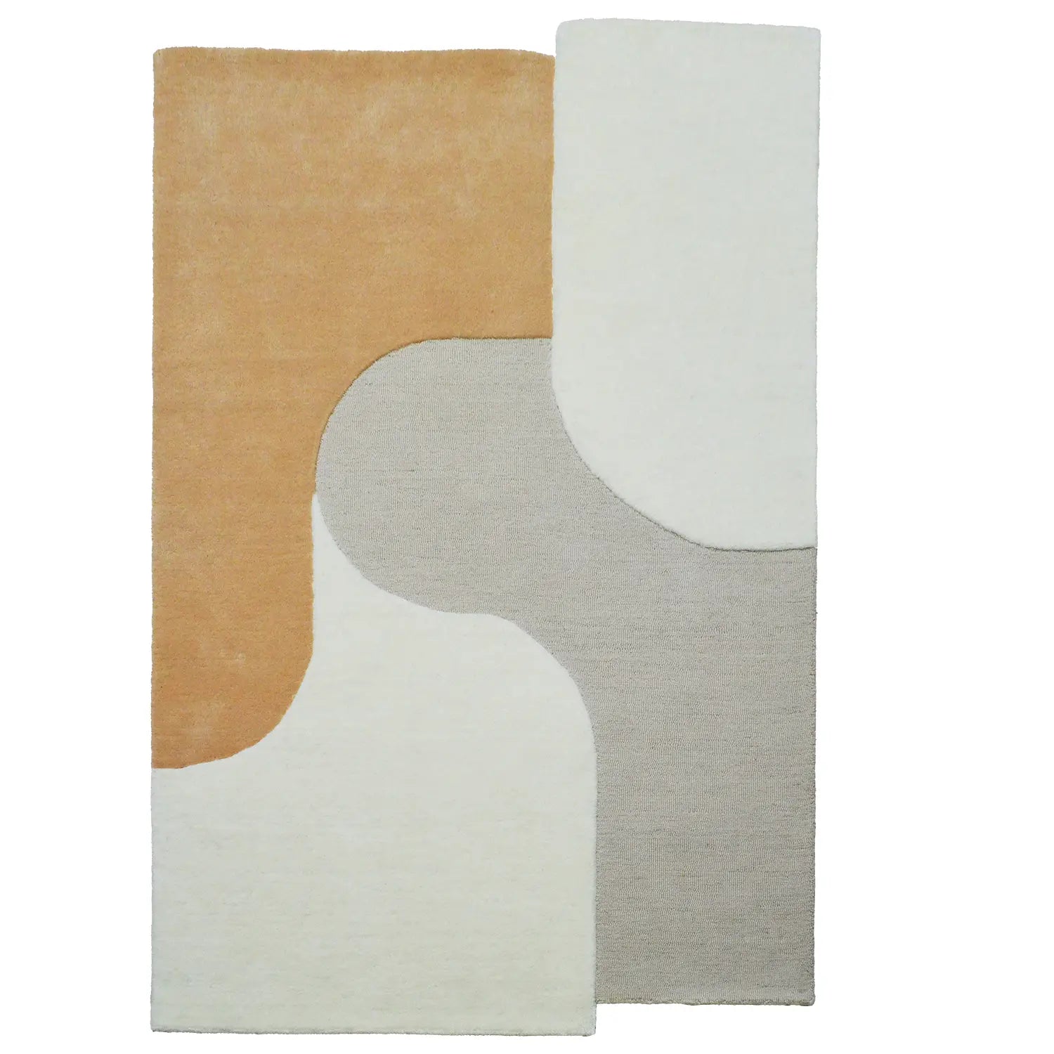 Tapis de salon en laine crème et jaune