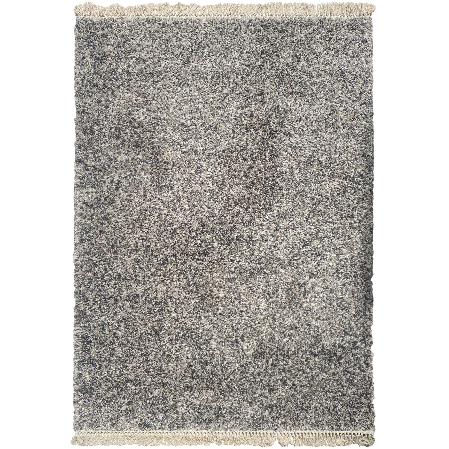 Tapis moucheté gris avec frange