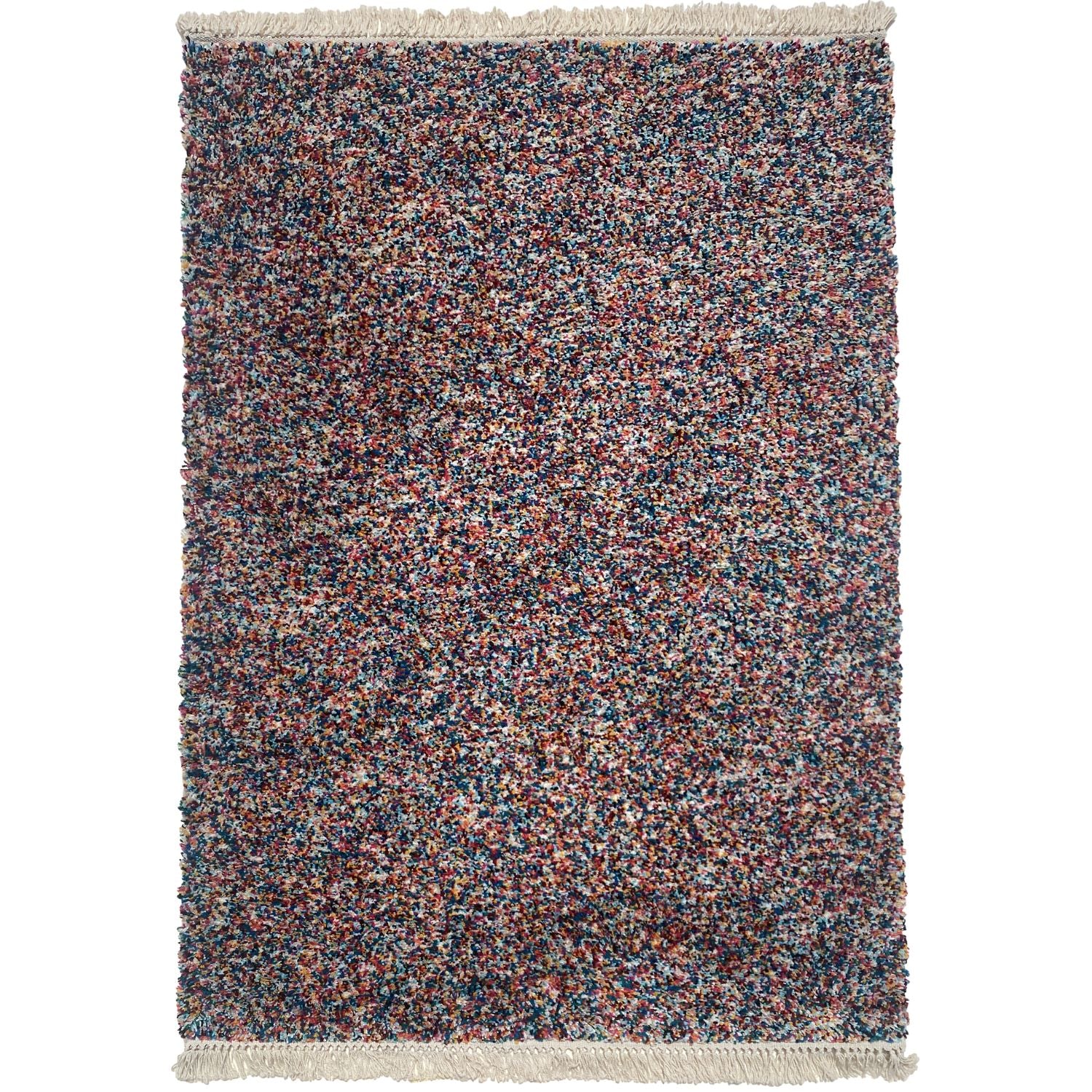 Tapis moucheté multicolore avec frange