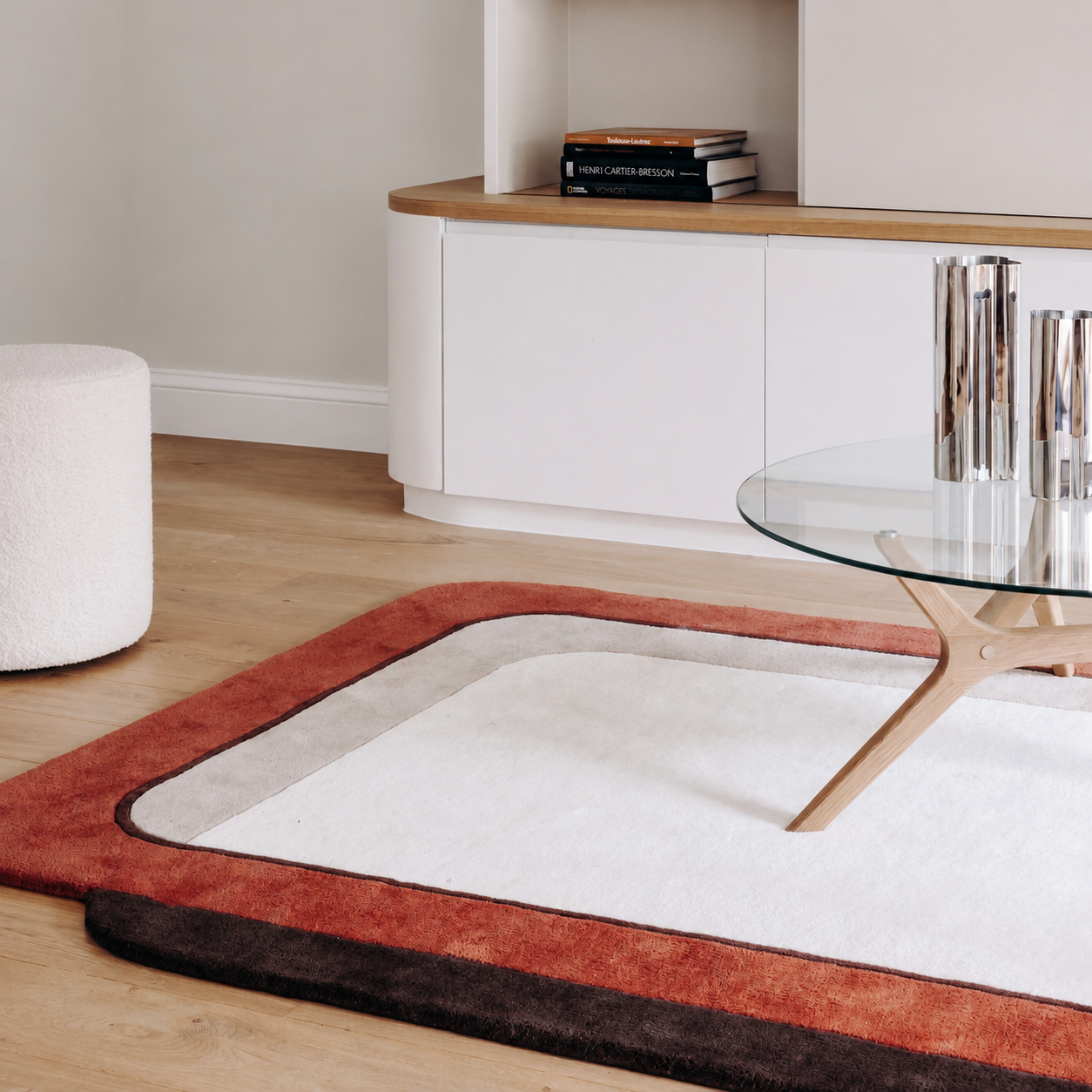 Tapis de salon en laine rouille et marron