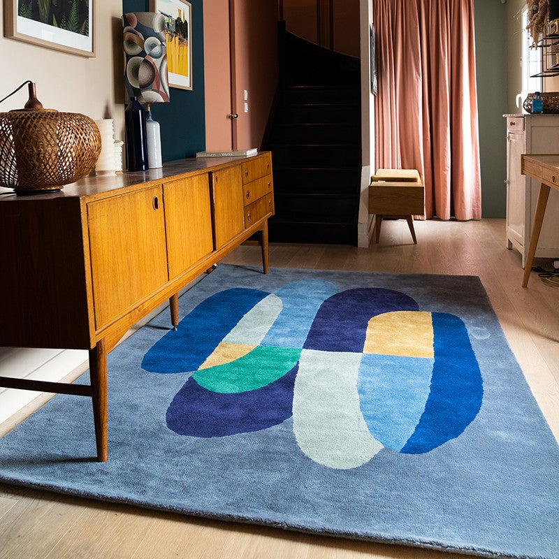 Tapis gris et bleu Pluriel