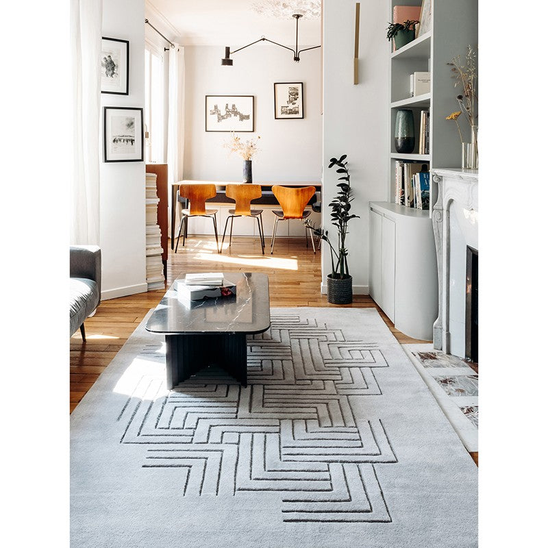 Tapis de salon en laine gris