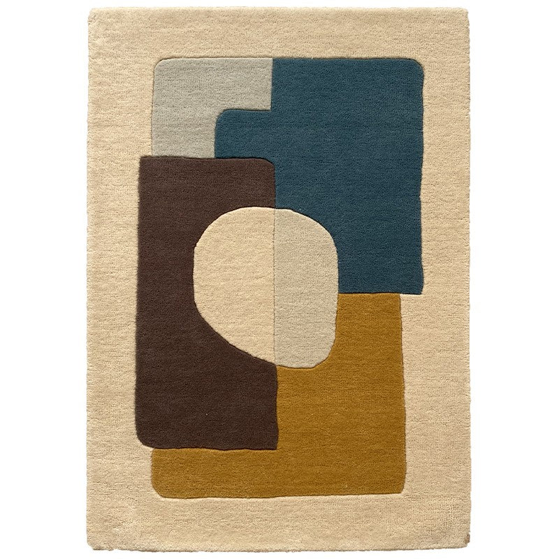 Tapis bleu en laine