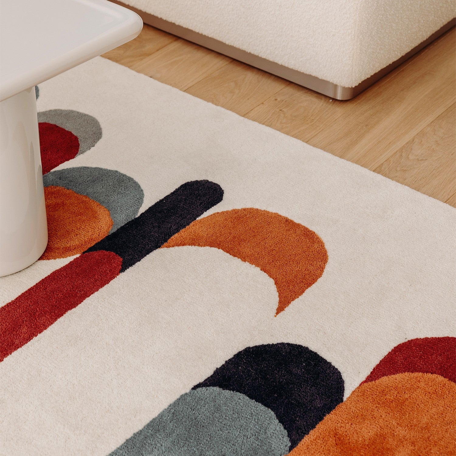 Zoom texture tapis de salon multicolore