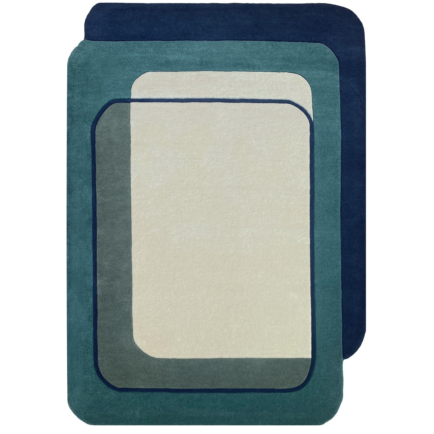 Tapis de salon en laine bleu