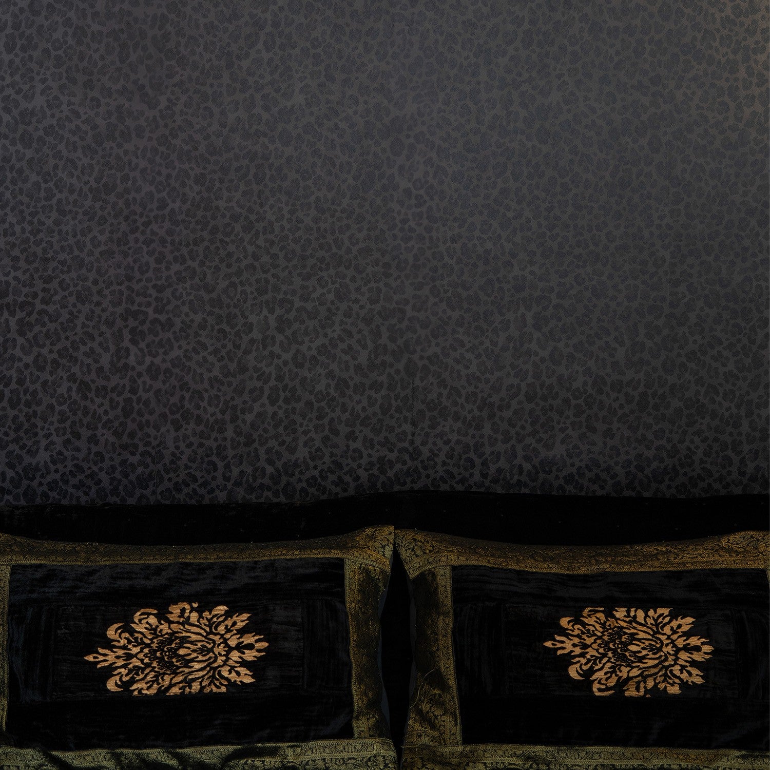 Papier peint Leopard fond noir sombre