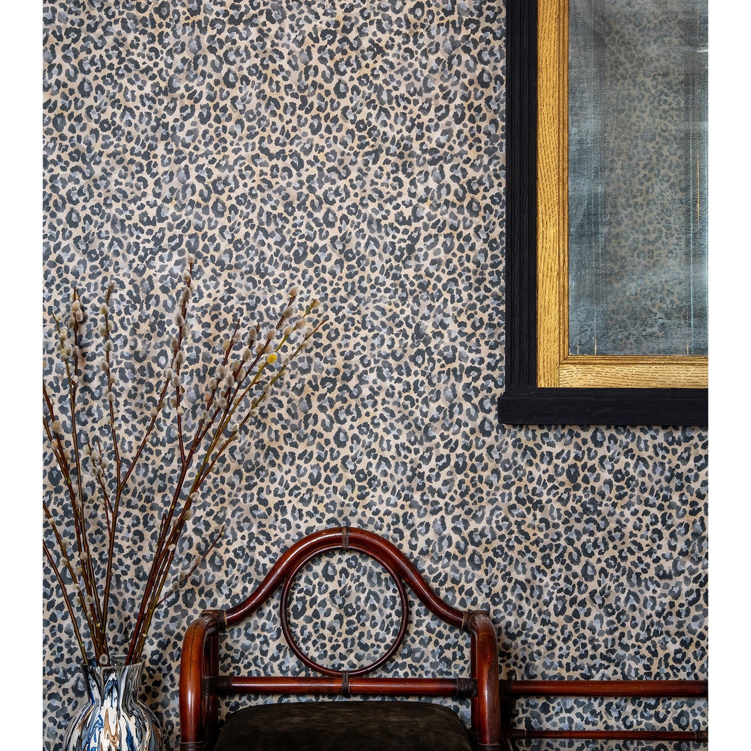 Papier peint leopard beige et gris
