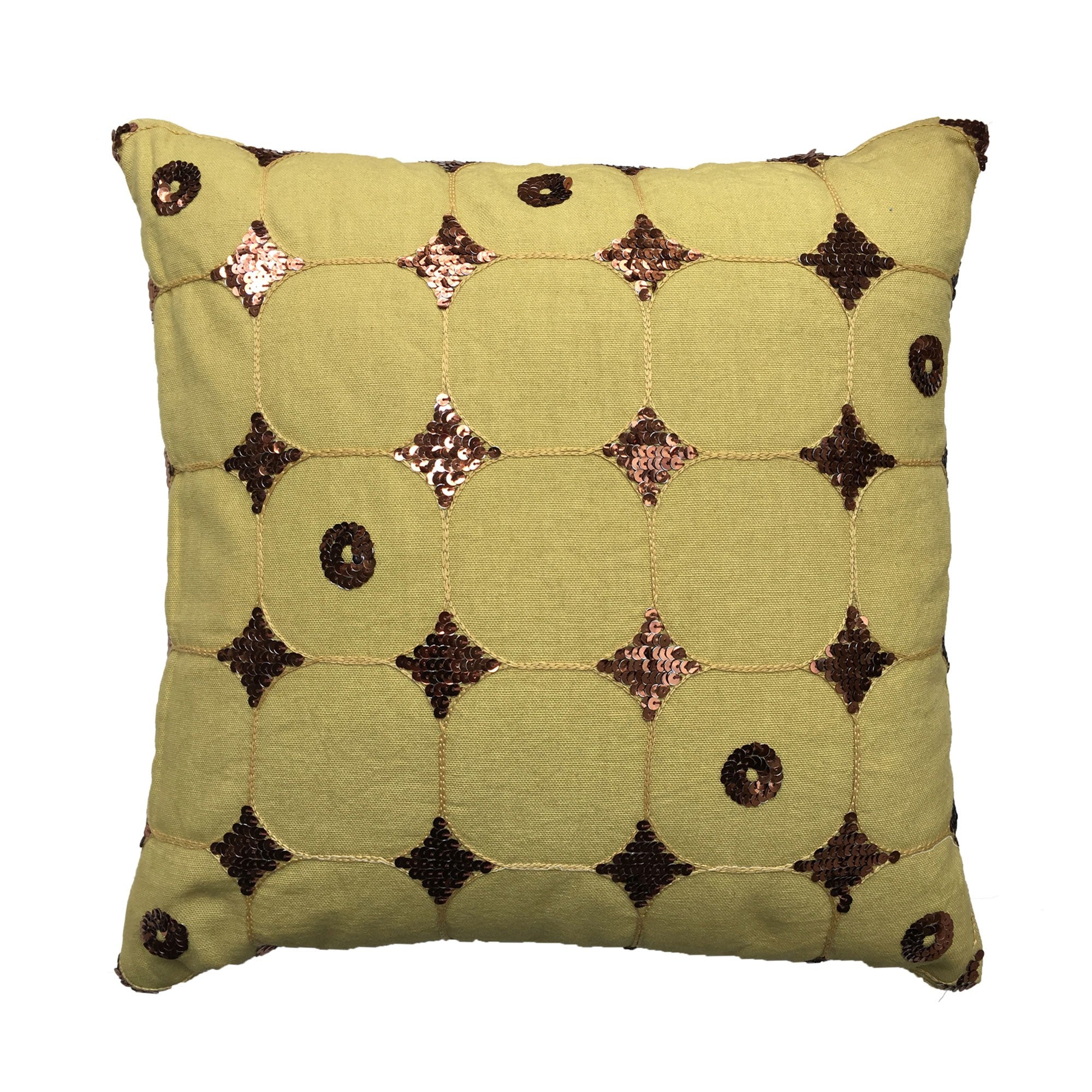 Coussin Losanges en sequin jaune
