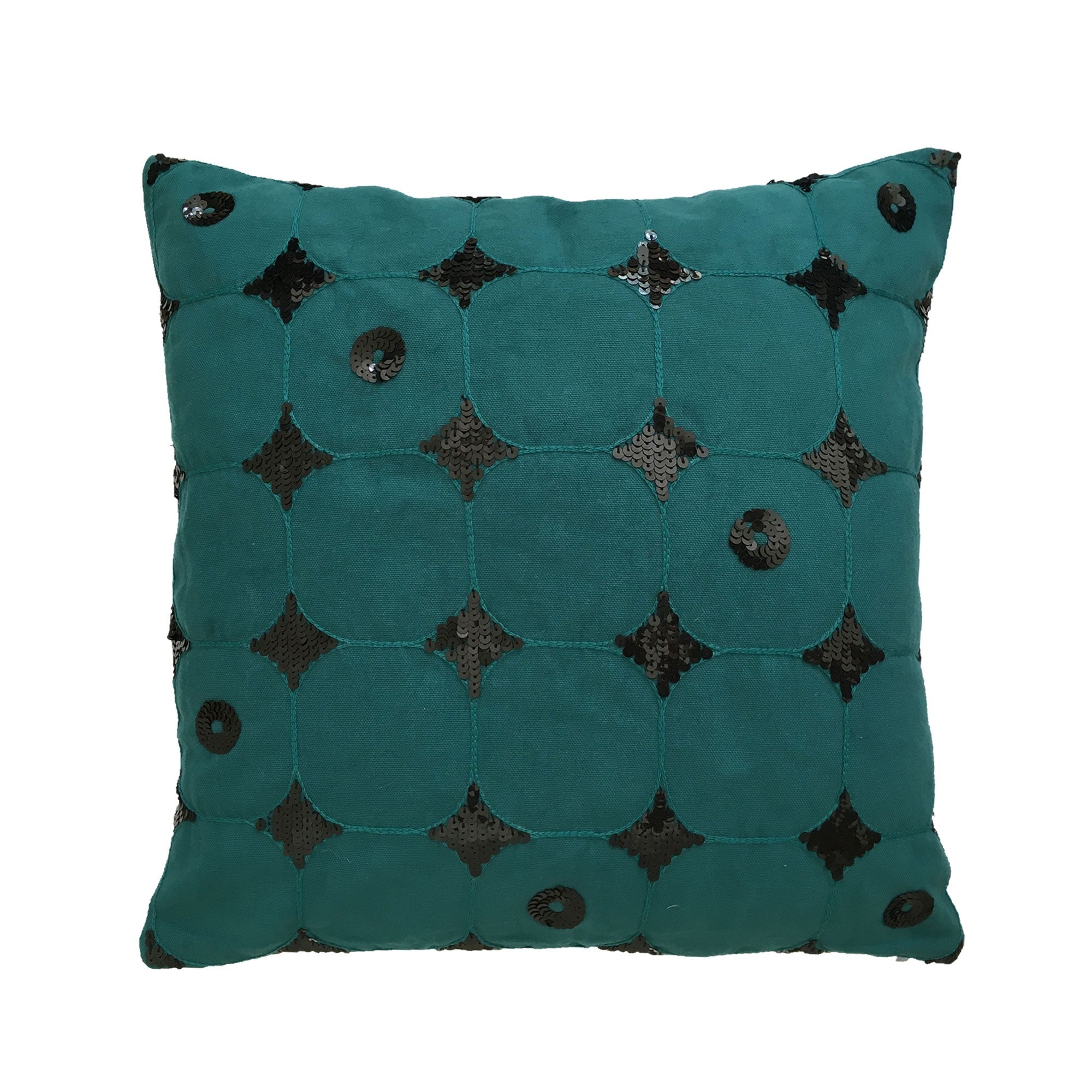 Coussin Losanges en sequins noir-vert