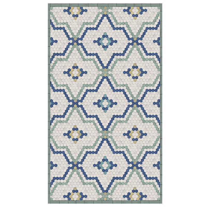 Tapis vinyle Tomettes bleu/vert