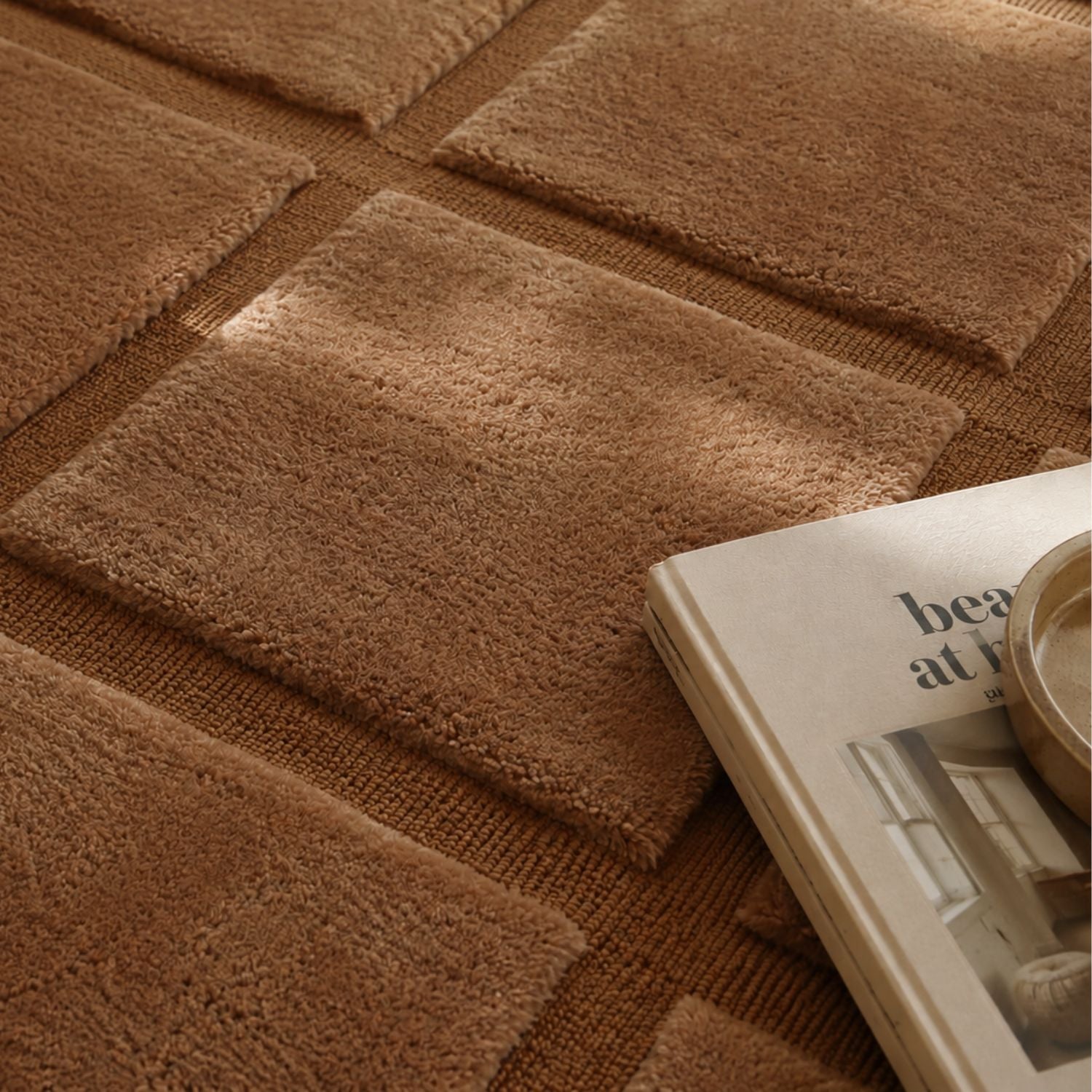 Tapis Damier cannelle
