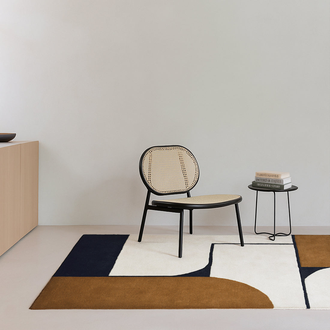 Tapis en laine noir et marron