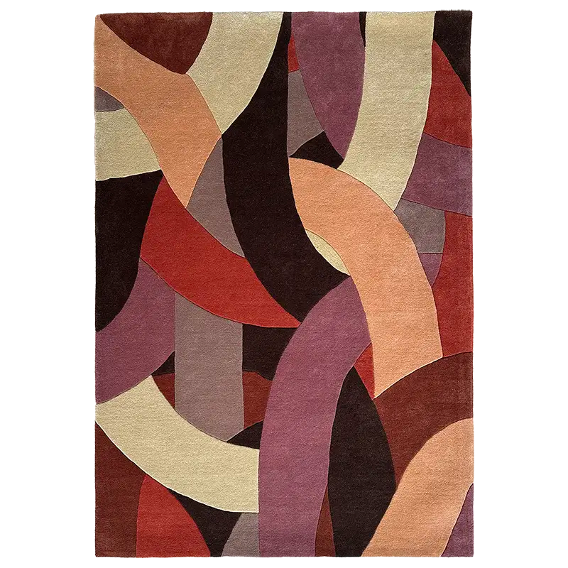 Tapis en laine rouge et terracotta