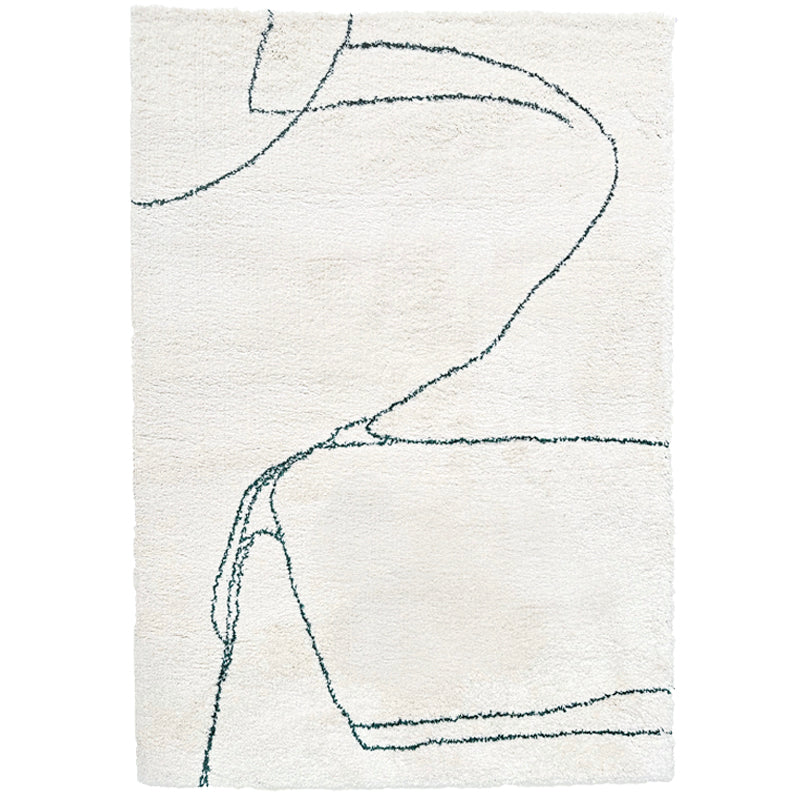 Tapis blanc ligne bleu