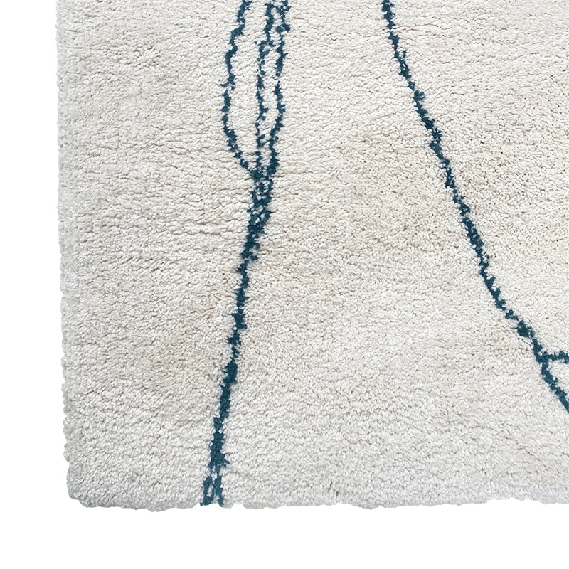 Tapis blanc ligne bleu