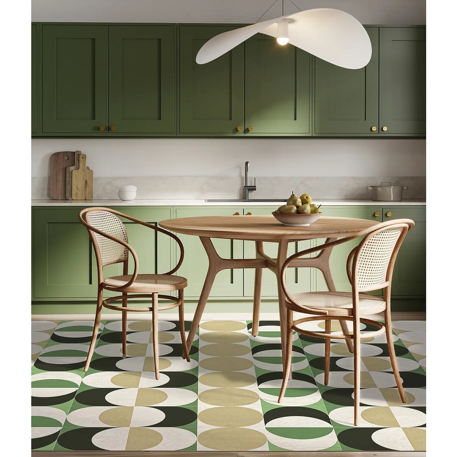 Tapis vinyle vert et jaune Bulb