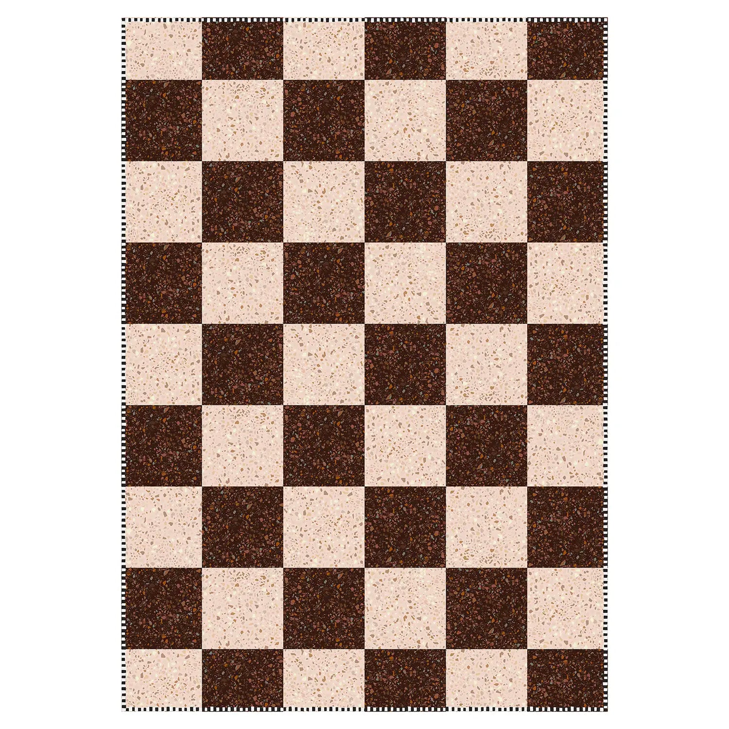 Tapis vinyle Damier beige et marron