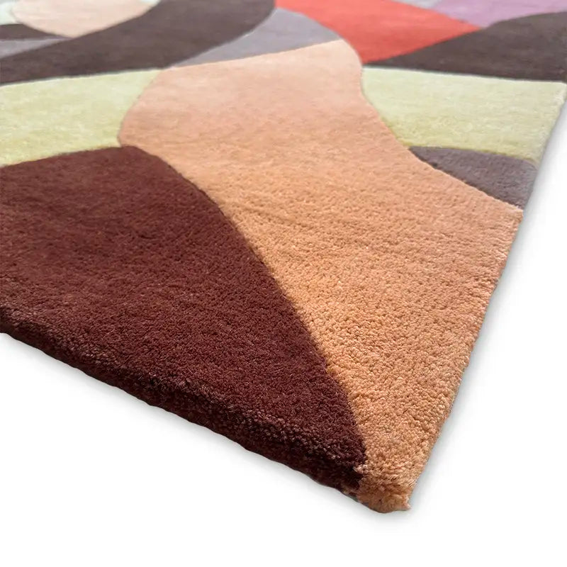 Zoom tapis en laine rouge et terracotta