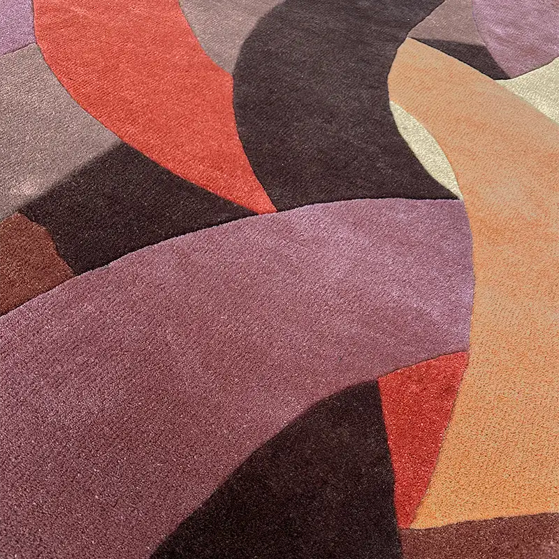 Zoom tapis de salon en laine rouge